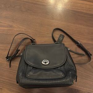 Coach convertible black leather backpack + crossbody